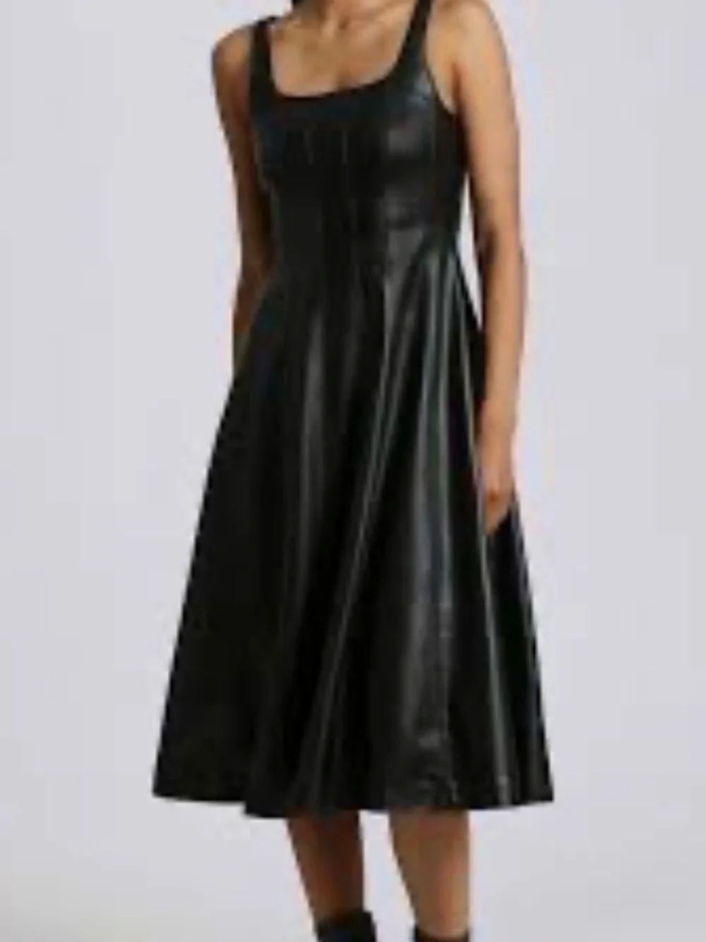 Avec Les Filles Size Medium Pleather Dress Faux Leather Black Tank Midi